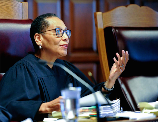 In this June 1, 2016 file photo, Associate Court of Appeals Judge Sheila Abdus-Salaam speaks during oral arguments at the Court of Appeals in Albany, N.Y. Detectives retracing the pioneering judge's final hours said they have found no signs of foul play, supporting the belief it was a suicide. Her family and friends insist that theory doesn’t add up. AP Photo/File, Hans Pennink, File