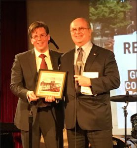 Assemblymember Robert Carroll (left) said he was proud to present an award to his predecessor, James Brennan. Photos courtesy of Central Brooklyn Independent Democrats