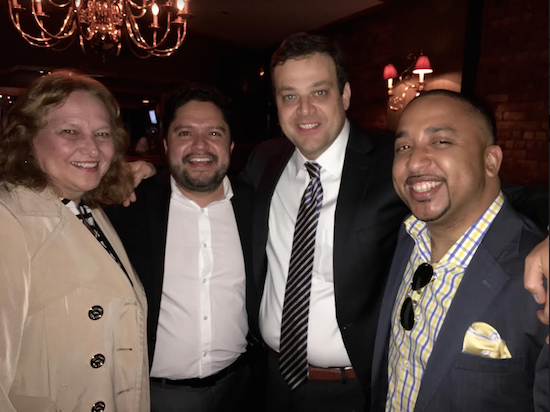 From left: Real Estate Broker Victoria DiSalvo; Walter Ochoa, president of Right at Home Medical Home Care Services; City Council candidate John Quaglione; and Northfield Bank President Brian Chin attend the Colonial Club Spring Fling. Eagle photos by John Alexander