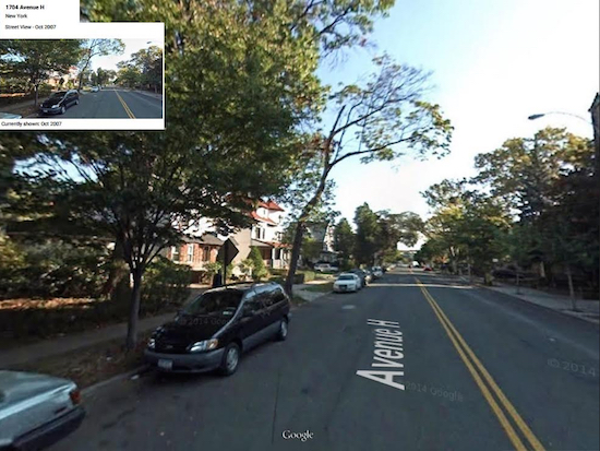 This Google Maps photo archived from 2007, two years prior to the incident and one year after a neighbor filed a complaint with the city, shows the tree in question with barely any leaves and slumped over Avenue H. Google Maps photo courtesy of Renzulli Law Firm, LLP