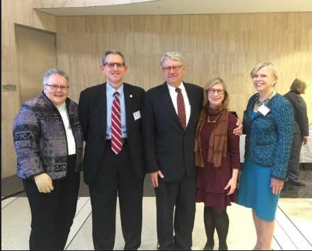 From left: Hon. A. Kathleen Tomlinson, Hon. Alan S. Trust, Hon. Nicholas Garaufis, Mrs. Garaufis and Hon. Joanna Seybert. Photo courtesy of the U.S. District Court