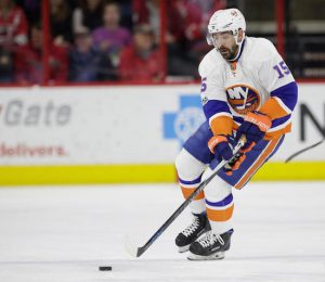Isles veteran Cal Clutterbuck has been one of the most vocal critics of the ice at Downtown’s Barclays Center during the team’s tenure in the arena. AP photo by Gerry Broome