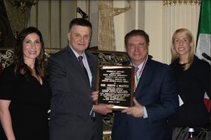 Justice Joseph J. Maltese is the 52nd annual recipient of the Rapallo-Scalia Award given by the Columbian Lawyers Association, First Department. Pictured from left: Columbia Lawyers Association President Marianne E. Bertuna, Thomas J. Principe, Hon. Joseph Maltese and Suzanne J. Adams. Eagle photos by Rob Abruzzese