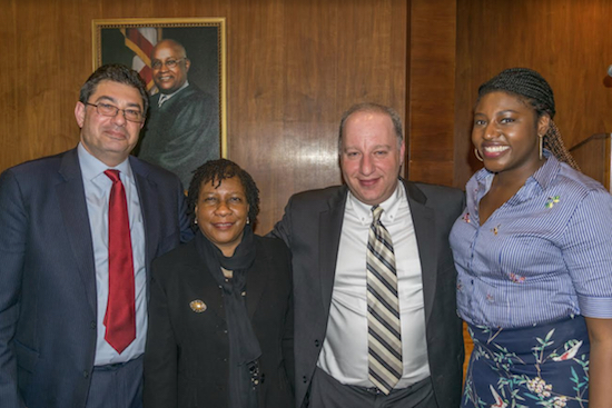 The Brooklyn Bar Association offered arbitration training on Monday with (pictured from left) special referee Paul Nuccio, Hon. Ingrid Joseph, Jeffrey Miller and Amber Evans. Eagle photos by Rob Abruzzese