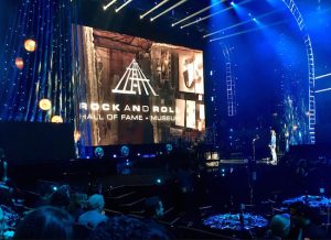The crew sets the stage for Rock and Roll Hall of Fame Induction Ceremony. Eagle photos by John Alexander