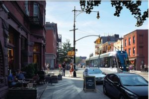 The proposed BQX runs through Greenpoint. Rendering courtesy of Friends of BQX