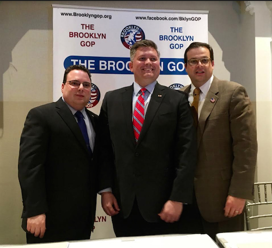From left: City Council candidates Bob Capano, Liam McCabe and John Quaglione at the first GOP City Council debate. Photo by Amanda Alexander