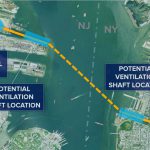 Autoritatea portuară va emite un RFP pentru un studiu „Tier II” pentru a examina tunelul feroviar de marfă Cross-Harbor propus, care ar urma să circule între Jersey City și Bay Ridge, vizualizat în harta de mai sus.  Harta prin amabilitatea biroului guvernatorului Andrew Cuomo