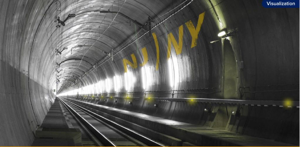 This rendering shows the interior of the proposed Cross-Harbor Rail Freight Tunnel. Rendering courtesy of the Office of Gov. Andrew Cuomo