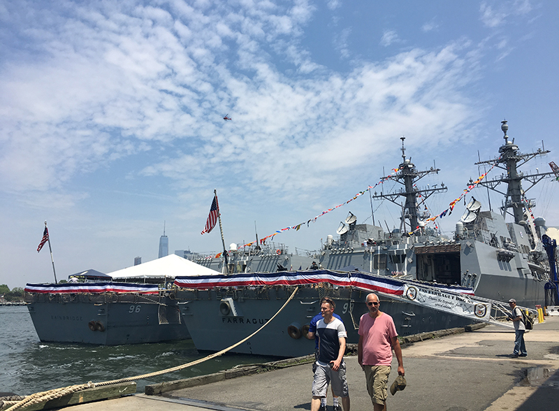 The USS Bainbridge (left) and the USS Farragut docked in Red Hook's Brooklyn Cruise Terminal last year for Fleet Week. The USS Bainbridge was the ship that rescued Captain Phillips from Somali pirates. It was featured in the film 'Captain Phillips.' Eagle photo by Scott Enman