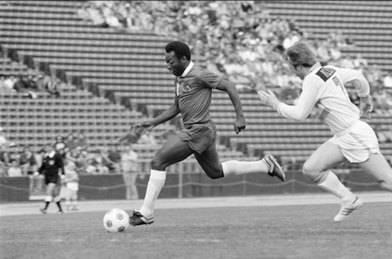 The New York Cosmos announced on Tuesday that the team would be traveling to Canada on July 22 to play six-time La Liga winner Valencia CF, one of the most revered clubs in Europe. Shown: Cosmos legend Pelé dribbles the ball. AP Photo/George Brich