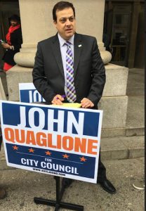 City Council candidate John Quaglione held a press conference about unfair parking violations in the borough. Eagle photo by John Alexander