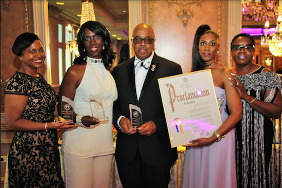 The Sisters with Purpose honored three, including Brooklyn’s Judge Sylvia Ash during its annual Pathways for Young Leaders Royal Achiever’s Cotillion Ball. Pictured from left: Tanya Levy-Odom, Hon. Sylvia G. Ash, Major Ernest L. Owens, Susie Williams and Hon. Robin K. Sheares. Eagle photo by Mario Belluomo