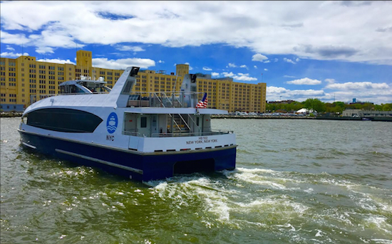 Here's the NYC Ferry near the shoreline of Sunset Park, on a newly inaugurated route. Eagle photos by Lore Croghan