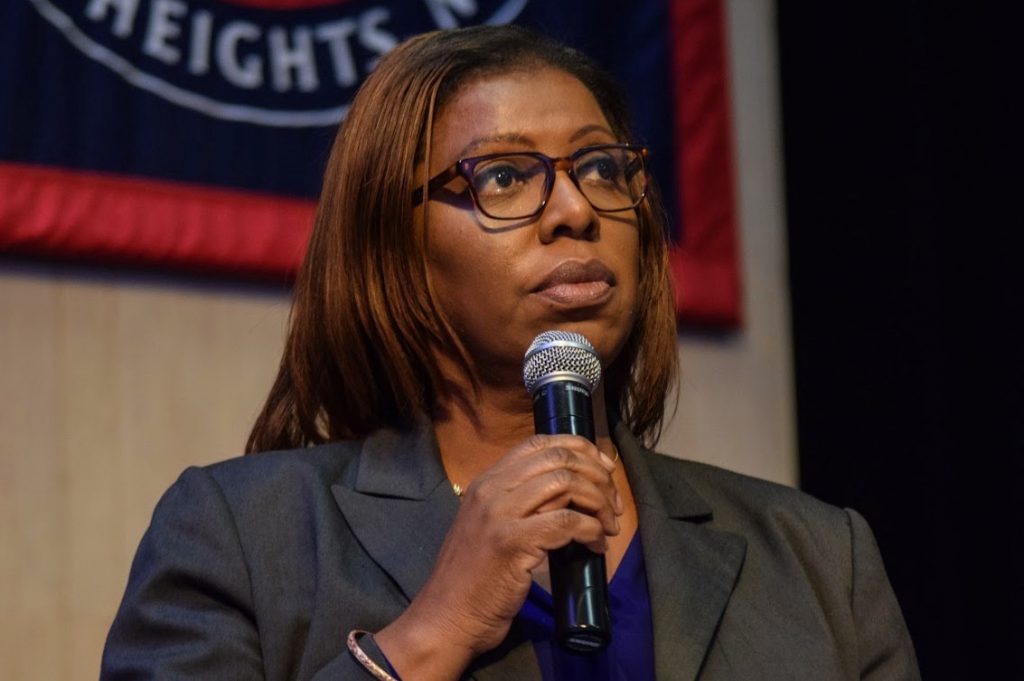 Mayor Bill de Blasio signed into law a bill sponsored by Public Advocate Letitia James (above) prohibiting employers from inquiring about a prospective employee’s salary history. Eagle photo by Rob Abruzzese