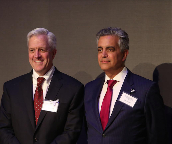 The Brooklyn Volunteer Lawyers Project hosted its annual awards gala at the Brooklyn Academy of Music during which Carey R. Dunne (left), general counsel in the Manhattan District Attorney’s Office; and John Siegal (right), a partner at BakerHostetler, were honored. Eagle photos by Andy Katz