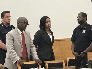 Alisha Noel standing next her lawyer, Wynton Sharpe as she is sentenced to life imprisonment at Brooklyn Supreme Court. Eagle photos by Paul Frangipane.