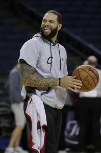 Former Nets star Deron Williams is all smiles as he prepares to compete in his first NBA Finals as a member of the Cleveland Cavaliers. AP Photo by Marcio Jose Sanchez