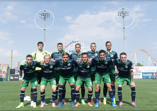 The New York Cosmos grinded out a 2-2 tie against North Carolina FC on Saturday afternoon in Coney Island. With the draw, the team dropped to fourth place. Photos courtesy of the New York Cosmos