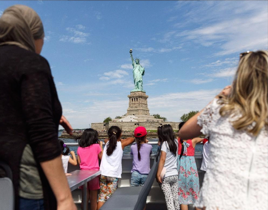 In one of the more exciting moments during the ferry ride, the students got a close-up view of the Statue of Liberty. Photos by Kreg Holt