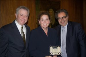 The Brooklyn Brandeis Society hosted its annual meeting on Tuesday where Hon. George J. Silver (right), deputy chief administrative judge-designate of the NYC Courts, served as the guest speaker. Also pictured are Andrew Fallek and Hon. Miriam Cyrulnik. Eagle photos by Rob Abruzzese