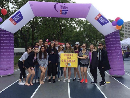 Bishop Kearney High School has sent a team to the Relay for Life event for 10 years. This year’s team braved a heavy rainstorm to raise money for cancer research. Photo courtesy of Bishop Kearney High School