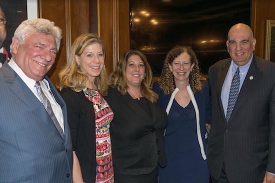 From left: Hon. Frank Seddio, immediate past president of the Brooklyn Bar Association; Michele Mirman, president of the Brooklyn Women’s Bar Association; Aimee Richter, president of the BBA; Sharon Gerstman, president of the New York State Bar Association; and Avery Eli Okin, executive director of the BBA. Eagle photos by Rob Abruzzese