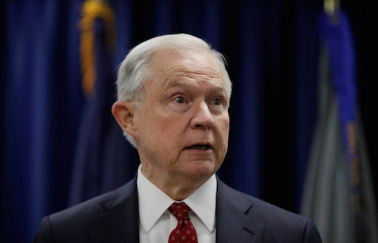 Attorney General Jeff Sessions speaks at the U.S. Attorney's Office in Philadelphia, Friday, July 21. Sessions was singled out for criticism by President Donald Trump in an interview with the New York Times last week. AP Photo/Matt Rourke