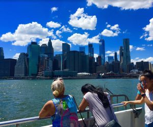 So yeah, there are tourists on the ferry to Williamsburg, but Brooklynites are welcome too. Eagle photos by Lore Croghan