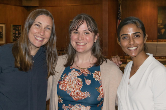 The Volunteer Lawyers Project invited attorneys from Kids in Need of Defense on Wednesday to the Brooklyn Bar Association, where they instructed lawyers on how to handle cases involving children who are in danger of being deported. Pictured from left: Teresa M. Woods, supervising attorney for pro bono programs; Sarah Burrows, pro bono manager at VLP; and Kaavya Viswanathan, CLE presenter for Wednesday’s program. Eagle photo by Rob Abruzzese