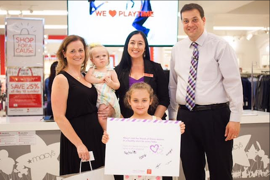 John and Kerry Quaglione and their daughters Natalie and Olivia are pictured with Ashleigh Carney, assistant store manager of Macy’s Herald Square at a kickoff event for the Shop For A Cause program. Photo courtesy of March of Dimes