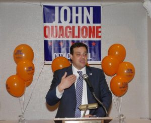City Council candidate John Quaglione speaks at campaign rally at the Bay Ridge Manor. Eagle photos by Arthur De Gaeta