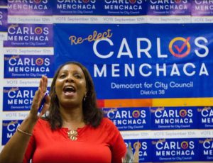 NYC Public Advocate Letitia James (pictured) endorsed Councilmember Carlos Menchaca in his re-election bid during the Democrat's office opening rally. Photo courtesy of Carlos Menchaca