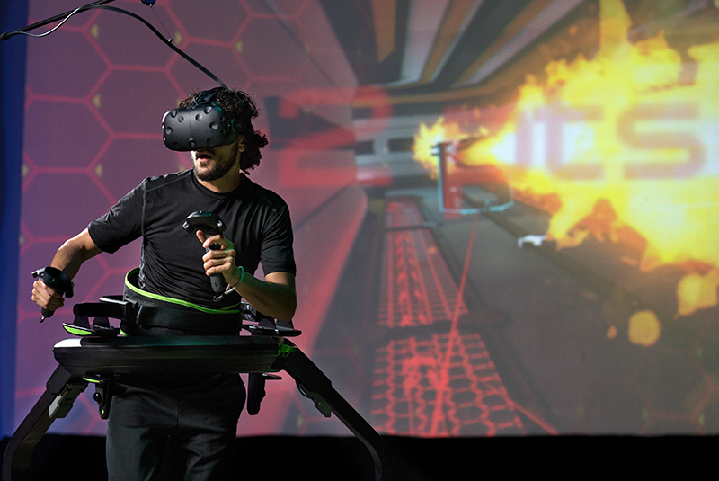 Omni’s virtual reality treadmill is one of the high tech toys visitors will be able to try out at the upcoming Worlds Fair Nano, taking place at the Brooklyn Expo Center in Greenpoint. Photo courtesy of Virtuix Omni