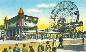 A postcard featuring the Wonder Wheel from the 1950s. Courtesy of John Manbeck