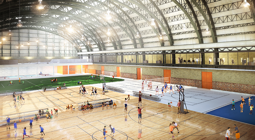 Bedford-Union Armory’s proposed recreation center. Rendering courtesy of BFC Partners