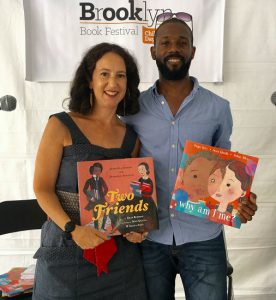 Selina Alko and Sean Qualls ("The Case for Loving" and others) read their works for youngsters on the Picture Book Stage.  Eagle photos by Mary Frost