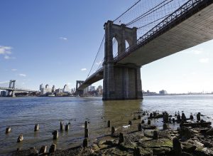 An area between the Brooklyn Bridge, right, and the Manhattan Bridge, upper left, are shown from the East River esplanade. AP Photo/Kathy Willens