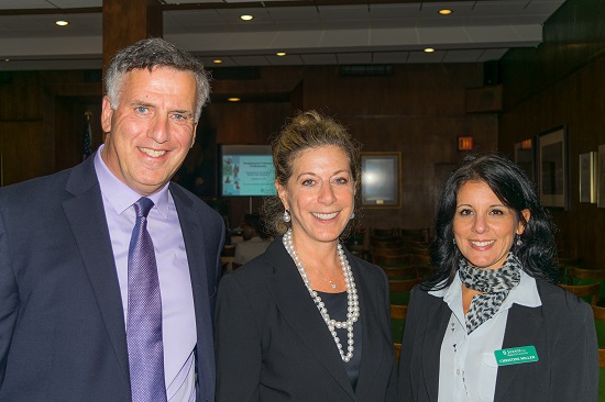 The Brooklyn Women’s Bar Association and President Michele Mirman (center) hosted a financial CLE with Joe Tancer (left) and Christine Miller (right). Eagle photo by Rob Abruzzese