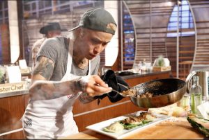 Dino puts the finishing touches on his dish. His culinary skill has brought him to the three-person season finale, airing Wednesday night on FOX. Photos courtesy of FOX