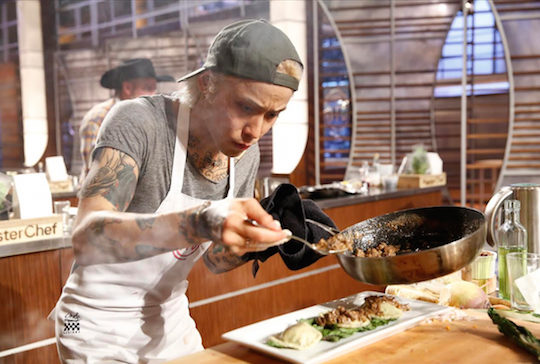 Dino puts the finishing touches on his dish. His culinary skill has brought him to the three-person season finale, airing Wednesday night on FOX. Photos courtesy of FOX