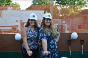 Leoni Garbis, a member of the board of directors of the Greek School of Plato, and Markella Roros, an alumnus of the school, enjoyed taking part in the groundbreaking ceremony. Photos courtesy of Spiros Geroulanos