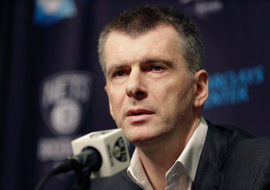 Once boastful and now a big bashful it seems, Mikhail Prokhorov has yet to confirm or deny a report that he is looking to sell of a majority stake in his ownership of the Brooklyn Nets. AP photo