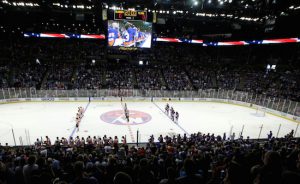 NYCB Live, better known to Islander fans as the Nassau Coliseum, was rocking all Sunday afternoon as the franchise returned to its Long Island roots for a one-off exhibition game against the Philadelphia Flyers. AP Photo by Kathy Willens