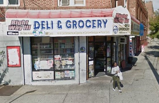 Rightway Grocery at 485 New Lots Ave. in East New York, Brooklyn, where over $2 million in food stamp benefits were redeemed in a multi-year-long scheme. © 2017 Google