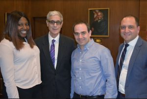 The Brooklyn Bar Association held a CLE course that warned attorneys of the dangers of computer hacks and explained common sense tips for best cybersecurity practices. Pictured from left: CLE Director Amber Evans, CLE Committee Chair Steve Cohn, David Bensinger and Daniel Antonelli. Eagle photo by Rob Abruzzese