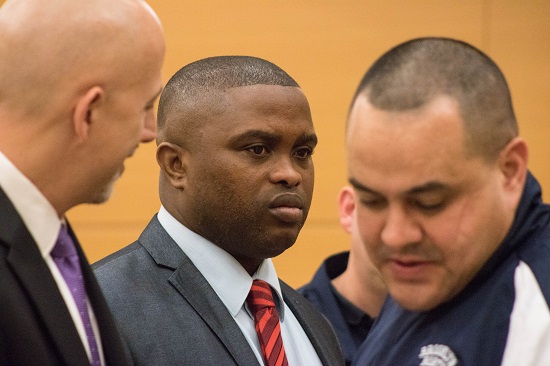 Officer Wayne Isaacs is on trial for the murder of Delrawn Small. Eagle photos by Paul Frangipane
