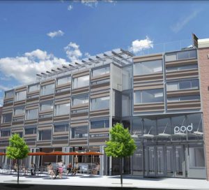 The new hotel will be located at 247 Metropolitan Ave. Rendering courtesy of Pod Hotels
