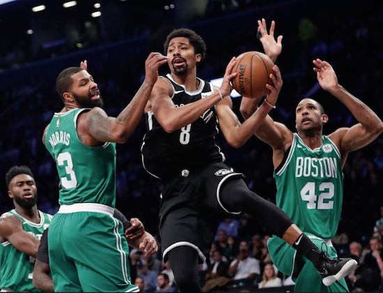 Spencer Dinwiddie had 12 assists and only one turnover while filling in for the injured D’Angelo Russell, but the Nets still fell short in their quest to slow down the red-hot Boston Celtics at Barclays Center on Tuesday night. AP Photo by Frank Franklin II