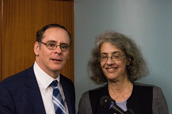 Professor Elyn Saks, right, with Supreme Court Justice Steven Mostofsky. Eagle photos by Paul Frangipane